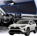 PEMOTech 2026 Upgraded Windshield Sun Shade Cover for Privacy | Overlapping Leather Protection Car Window Shades | Sunburn Blocker & Rear View Mirror Compatible | 64''x32'' for Toyota/Chevy/Honda