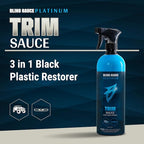 Bling Sauce Platinum: Trim Sauce, 3 in 1 Black Plastic Restorer. Cleans, Protects and Restores Faded or Damaged Black Plastic Trim on Cars, Trucks, SXS. Spray On-Wipe Off. 24oz