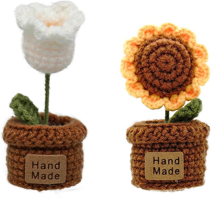 Wonhibo 2 Pack Flower Car Air Freshener Vent Clip, Cute Soft Stuffed Vent Decor Car Accessories for Women (M, Sunflower/Lily of The Valley)