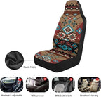 ELEQIN Car Seat Covers Two Front Only for Car, Brown Aztec Geometric Automotive Interior Covers, Quick Setup Universal Fit Seat Covers for Car, Truck, SUV