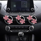 6 Pcs Pink Bling Flower Air Vent Clips, Cute Daisy Car Air Fresheners Vents Clips Car Diffuser Rhinestone Interior Decoration Charm Diamond Car Decor Bling Accessories for Women Girls, Decorations