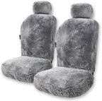 ZONETECH Sheepskin Seat Covers Fuzzy Car Seat Covers Grey Australian Merino Wool Fluffy Fur Auto Accessories All Season Protection for Your Seats Universal Fits Most Car SUV Airbag Compatible 2- Pack