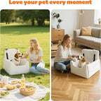 Dog Car Seat for Small/Medium Dogs Under 35lbs, Soft Booster Car Seat with Detachable Washable Cover and Cushion, Memory Foam Pet Car Seat with Safety Belt and Storage Pockets, Puppy Dog Car Bed
