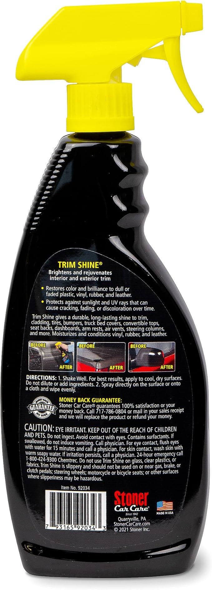 Stoner Car Care 92034 Trim Shine – Black Trim and Plastic Restorer for Cars – Vinyl and Plastic Trim Protectant Coating for Interior and Exterior Use – Water-Based Formula – 22 fl oz