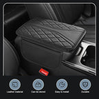 Car Center Console Cover, Leather Auto Armrest Cover with 2 Storage Bags, Universal Cars Armrest Cushion, Vehicle Interior Accessories Protector for Sedan, SUV, Truck (Black)