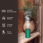 Waterless Essential Oil Diffuser, 7 Colors LED Light, Battery Powered Mini Scent Air Machine, Aromatherapy Mist Diffuser for Home Room Car Office (Green)