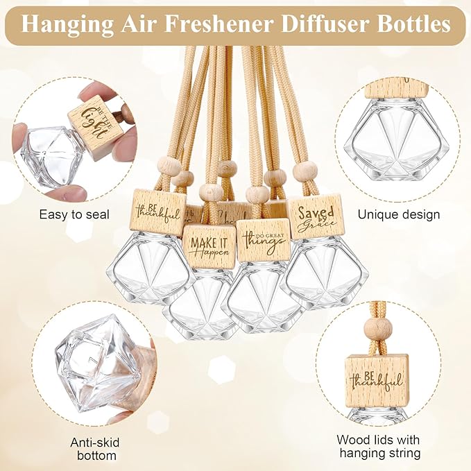 20 Pcs Christian Gifts Bulk Empty Wood Air Diffuser Freshener Church Accessories Essential Oil Car Freshener for Women Men Teacher Employee Housekeeping Coworker Christmas Appreciation