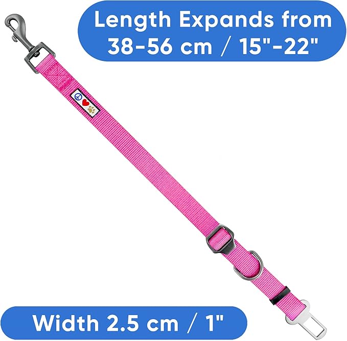 Pawtitas Dog Seat Belt | Pet Safety Seat Belt with Adjustable Strap for Small to Large Dogs | Exceeds Dog Safety Standards | Keep Your Dog Secure in The Car - Pink Car Seat Belt for Dogs