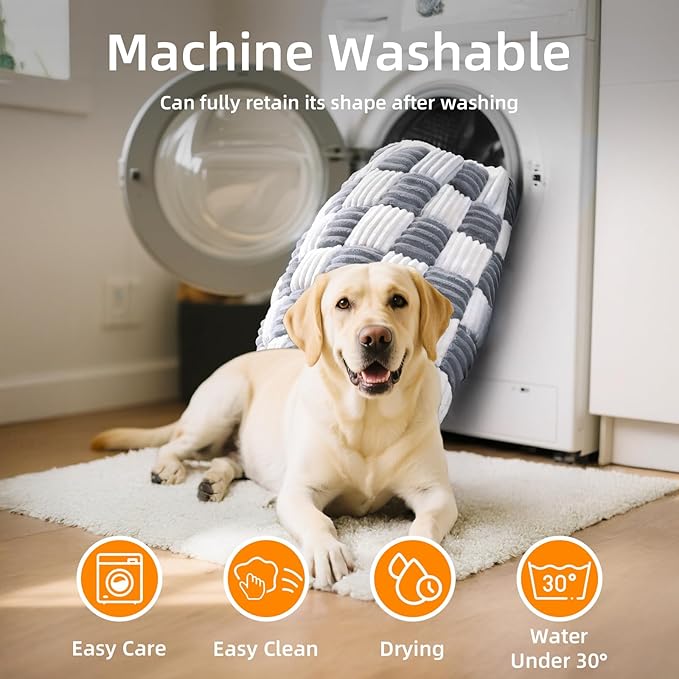 Dog Car Seat Cover for Back Seat, Plaid Backseat Pet Bed Mat, Non-Slip Travel Dog Bed for Backseat Extenders, 24.8" x 54", Grey and White
