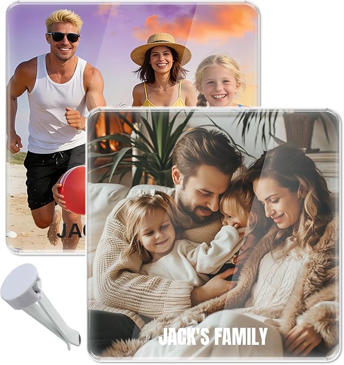 Personalized Car Air Vent Clip, Custom Photo Car Air Freshener Vent Clip with 8 Scents, Decorative Car Accessories Interior, Unique Gift for Couples, Friends & Family (Square)