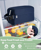 Small Insulated Snack Bag Lunch Bag for Kids Lunch Box for Women/Men, Collapsible [3L/5-Can] Reusable Lunch Bag Cooler Bag for Bottle with Handle Buckle for Work/School/Travel,Dark Blue