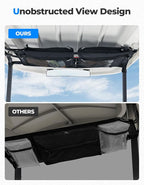 KEMIMOTO Upgraded Golf Cart Overhead Storage Bag, Ceiling Storage with Dual Mesh Pockets Compatible with Club Car Precedent,Tempo, and Onward, 1680D Overhead Organizer, Black