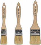 Set of 3 1, 1.5, 2 Inch Flat Paint Brushes - High European Quality - Natural Bristles - for Home, Wood, Walls, Art, Trim & Furniture - for Acrylic, Oil, Stain, Chalk & Latex Paints