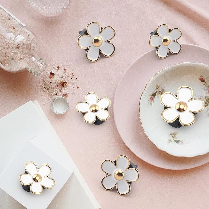 Daisy Air Vent Clip Flower Decoration - Air Conditioning Outlet Freshener for Car Interior - Colorful Accessories Set for Women (SCENTED-White)