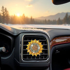 Bling Sunflower Air Vent Clips, Golden Sunflower Car Air Fresheners Vent Clips Diffuser Diamond Car Decoration Rhinestone Interior Decor Cute Accessories for Women Girls