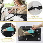 PetsHome Dog Car Seat Foldable Dog Car Booster Seat Waterproof Breathable Oxford Travel Bag for Small to Medium Dogs, Puppies, and Pets-Footprint Black+Mat