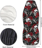 Skull Red Rose Car Seat Covers Universal Front Car Seats Anti-Slip Back Fabric Removable Automotive Accessories Suitable for Cars, SUV and Trucks