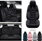 AOOG Fuzzy Car Seat Covers, Heated Bench Back Cushion Protector for Cars SUV Trucks(Full Set,Black)