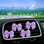 4PCS Bow Car Air Freshener Clips, Cute Girly Bow Car Air Vent Clip, Car Decor Accessories Interior Aesthetic Decorations Charm Stuff for Women Gir (Purple, 1.69in)