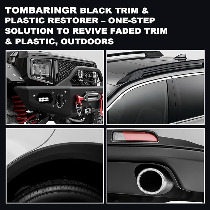 Black Trim Restorer Outdoor-Use Only Restores Deep Black Color in Minutes UV & Water Resistant Long-Lasting Protection for Exterior Plastic, Vinyl & Rubber Glossy Streak-Free Finish 4oz