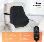KNQZE Lumbar Support Pillow for Office Chair, Heated Back Support Pillow with Vibration, Back Massage for Pain Relief, 3 Heating Levels & 4 Motors & 3 Intensities, at Home Office Car Sofa - Black