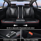 Coverado Car Seat Covers Full Set, Black Redline Seat Covers for Cars, Waterproof Nappa Leather Automotive Seat Covers with Lumbar Head Pillow, Car Seat Protectors, Universal Fit for Most Cars SUV