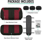 FH Group Automotive Car Seat Covers Rear Set Premium 3D Air Mesh Seat Covers, Airbag Compatible and Split Bench Cover Universal Fit Interior Accessories for Cars Trucks and SUVs - Burgundy