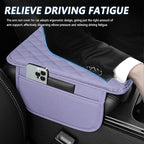 Upgraded Car Center Console Cover,Microfiber Leather Car Armrest Cover Cushion with 2 Storage Bags,Universal Cars Armrest Storage Box Cars Interior Accessories for Most Vehicles (Purple)