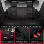 Wrangler Seat Covers 2007-2026 Full Set, Waterproof Leather Interior Sets with Lumbar Support Custom Fit for Jeep Wrangler JK JL 4 Door Unlimited Sahara/Sport/Rubicon X 392 Willys, Black Red
