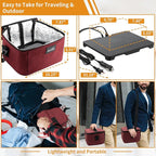 Aotto Portable Oven, Electric Lunch Box Food Heater - 12V/24V/110V 3-in-1 Car Food Warmer - Heated Lunch Box for Adults - Cook, Reheat & Keep Meals Warm for Car, Truck, Travel, Work, Home - Red