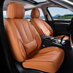 Coverado Seat Covers, Car Seat Covers Full Set, Leather Seat Covers for Cars, Car Seat Protector, Orange Car Seat Covers Front Seats and Back Seats Universal Fit for Most Cars