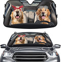 GENANY Cute Golden Retriever Dog Couple Funny Windshield Sun Shade for Car SUV Truck (55x30 Inches), Sun Shade Windshield, Protector Blocks UV, Spring Car Decor