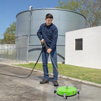 14" Pressure Washer Surface Cleaner with 4 Wheels, Coated Green Stainless Steel Power Washer Surface Cleaner for Driveway Sidewalk Patio, 1/4" Quick Connector 2 Extension Wand, 4000 PSI