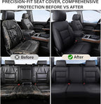 Coverado Chevy Silverado Seat Covers Full Set, Faux Leather Car Seat Covers Fit for 2014-2018 1500, 2015-2019 2500HD 3500HD Chevy Silverado GMC Sierra Crew Double Extended Cab (Black)