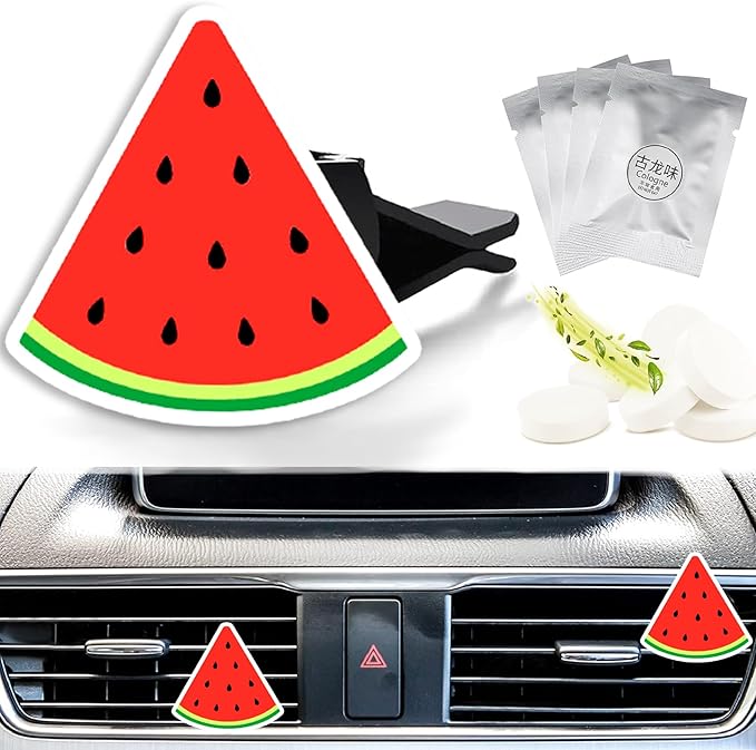 Cute Car Air Freshener Clips Watermelon Car Vent Clips Watermelon Cars Scents Cologne Air Conditioner Clip Auto Vent Interior Decoration Cars Accessories Fruit Gifts for Men Women,Friends