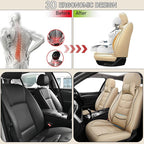 Leather Car Seat Covers Fit for Toyota Mirai 2016-2024, 5 Seater Car Seat Cover, Premium Waterproof, Scratch Resistant Car Interior Accessories (Full Set with Pillow Beige)