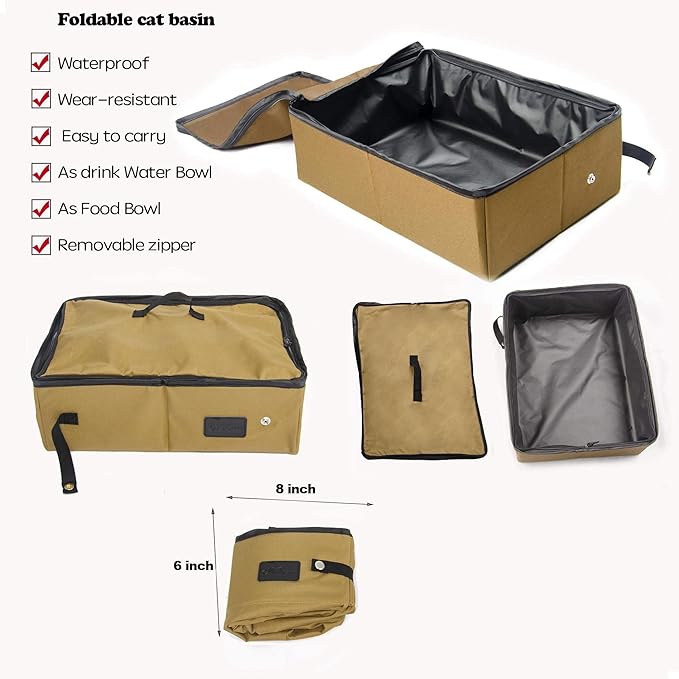 porayhut Mispace Portable Twin Compartment Show House Cat Cage/Condo - Easy to Fold & Carry Kennel - Comfy Puppy Home & Dog Travel Crate with Portable Carry Bag/Hammocks/Mats and Litter Box