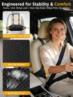 Adjustable Car Seat Lumbar Support Pillow Dual Straps Memory Foam Lower Back Waist Support Cushion with Convex Point Design Removable Cover for Vehicle SUVs Driving Travel Accessories Office Chair