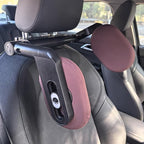Head Rest Pillow for Car with Hook, Adjustable Car Seat Travel Pillow, Neck Support for Car Seat with Memory Foam & Ice Silk, Kids Adult Road Trip Sleeping Pillow Brownish Red (1 Eye Mask Included)