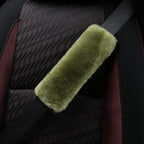 Soft & Cozy Australian Sheepskin Car Seat Belt Covers,2 Pack Fluffy Seatbelt Pads, Genunie Sheepskin Fur Shoulder Straps Cushions for Adults Kids Women and Men (Pea Green)