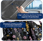 GENANY Floral Windshield Sun Shade for Car SUV Truck (55x30 Inches), Front Window Visor for Windows, Protector Blocks UV