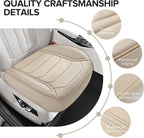 2 Pack Front Leatherette Seat Covers Faux Leather Bottom Car Seat Covers, Super Breathable,Anti-Slip,Universal Seat Covers for Cars,Full Wrapping Edge Fit for Most Sedans SUV Pick-up (2 Pack Beige)