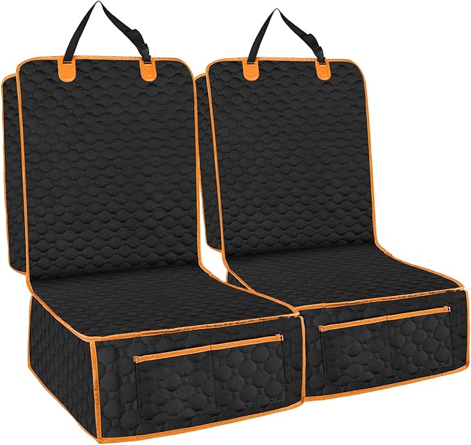 2 Pack Dog Front Seat Covers for Car,Pet Front Car Seat Cover,Scratch-Proof Pet Seat Cover for Car,Trucks,SUV,Front Seat Dog Cover（Black，45"X 21"，2pack）