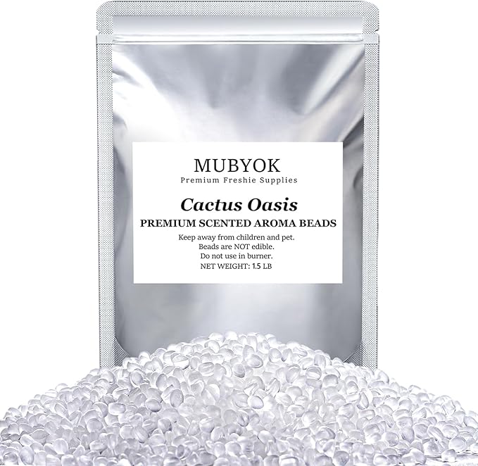 MUBYOK 1.5LB Cactus Oasis Premium Scented Aroma Beads for Making Car Freshies Supplies PreScented Beads for Car Air Freshener Sachets Long-Lasing Scent