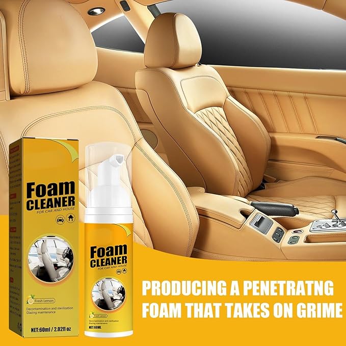 Car Interior Cleaner Foam – Multi-Surface Steering Wheel, Leather Seat & Dashboard Cleaner, 100ml | Enzyme-Powered Formula, Safe for All Surfaces, Quick Stain Removal (2 Pack)