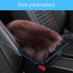 Furry Auto Center Console Cover Pad, 11.8"x7.8" Soft Sheepskin Wool Armrest Cushion, Fluffy Vehicle Armrest Seat Box Protector Warm in Winter, Car Interior Accessories for Women and Men (Coffee)