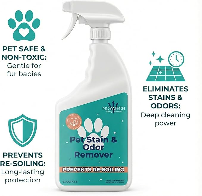 Pet Stain & Odor Remover – Fast-Acting Enzyme Cleaner for Dog & Cat Urine | Safe for Carpet, Couch, Turf, Tile & More | Non-Toxic, Kid & Pet Safe Spray 1 Gallon