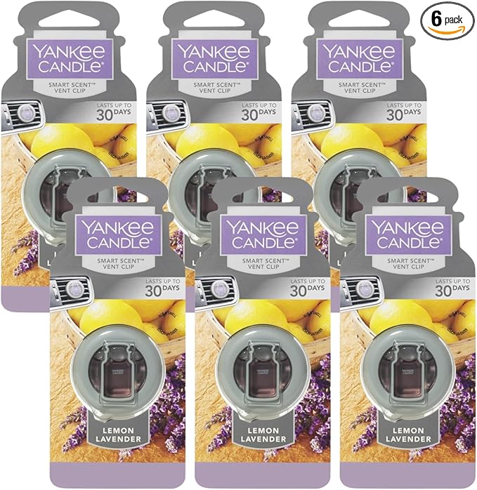 Yankee Candle Smart Scent Auto Vent Clip Car Air Freshener, Lemon Lavender (Pack of 6)