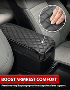 KBH Center Console Armrest Cover for Toyota Camry 2012 2013 2014 2015 2016 2017, Vinyl Leather Trim, Car Arm Rest Cushion Pad Protective Covering, Anti-Scratch, Black