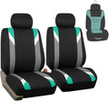 FH Group Car Seat Covers Premium Modernistic Flat Cloth Car Seat Covers Front Seats Only Mint Black, Airbag Compatible Universal Fit Interior Accessories Cars Trucks SUV Car Accessories Protector